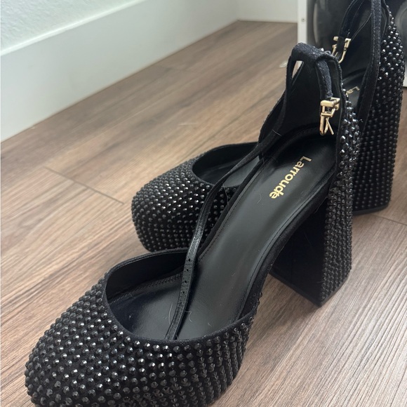 Black Studded Women\'s Heels - used 1 time. for people 10.5 or 11 - almost new main image 1